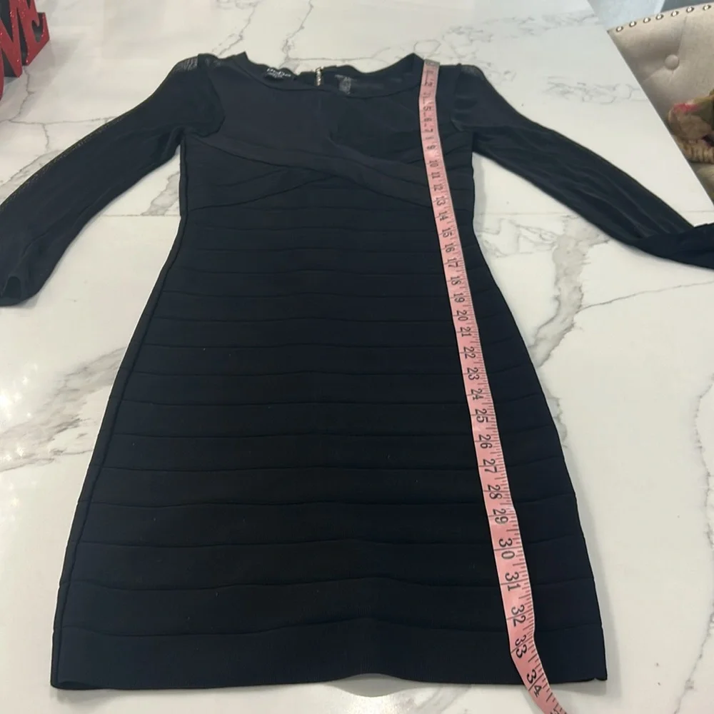 Bebe Black Mummy Bandage Body Hugger Dress. Sheer Mesh Top. Full Back Zip. SizeM - Picture 12 of 16